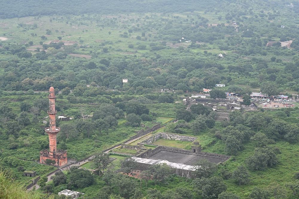 View from Daulatabad Fort over the plains and Chand Minar