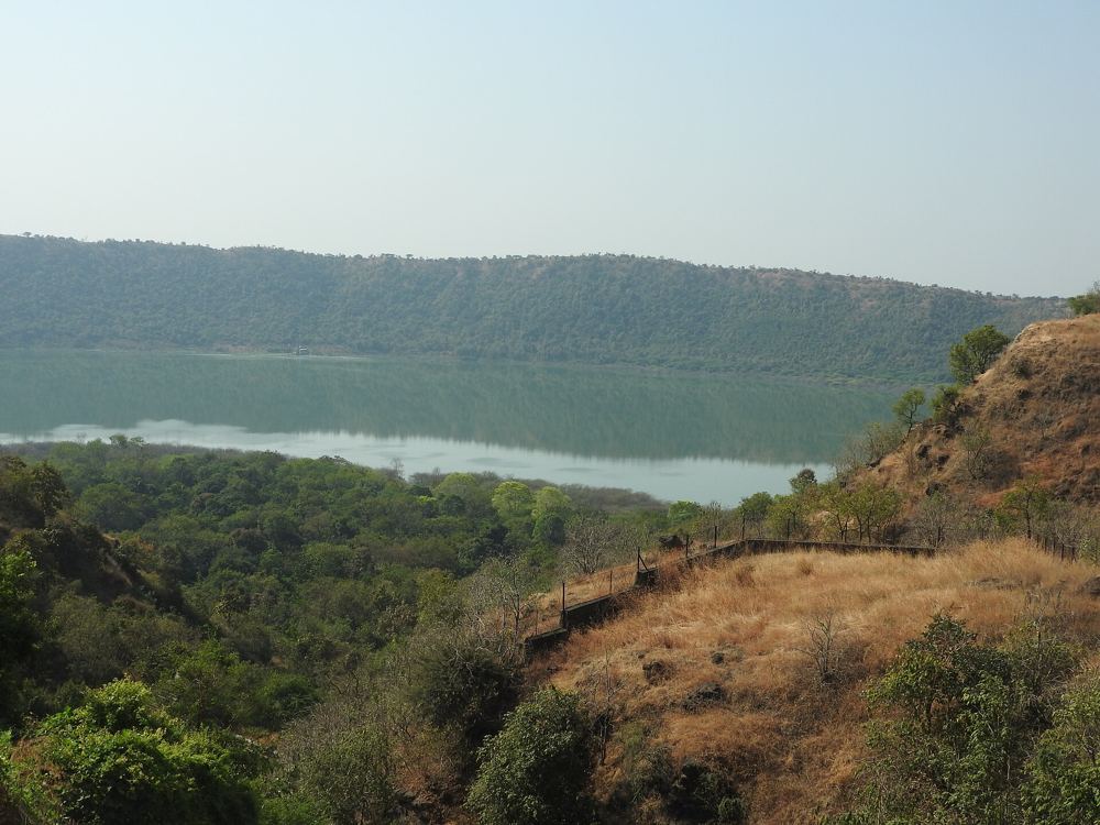 Lonar crater lake seen from the rim